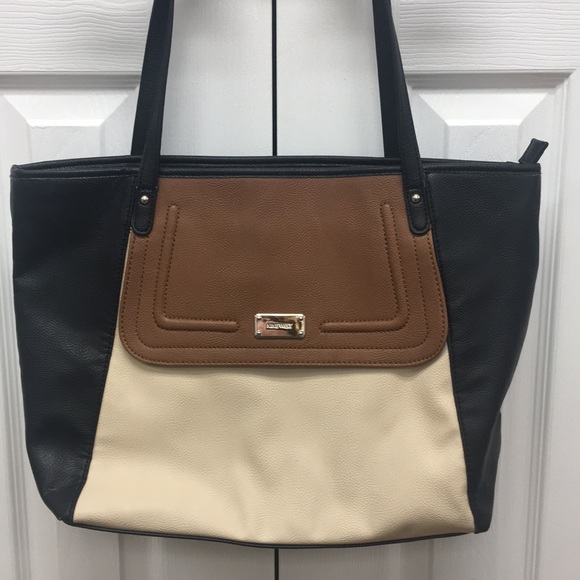 ON SALE Creme /& Brown Purse with beads and inner lining Fashion